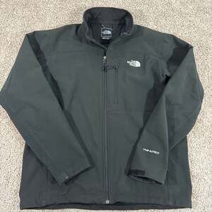 The North Face Apex Softshell Jacket Mens Large Black Windwall Stretch Coat EUC